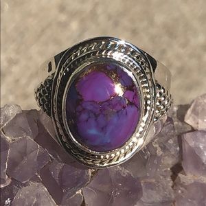 BOUTIQUE COPPER PURPLE TURQUOISE 925 SILVER RING,7